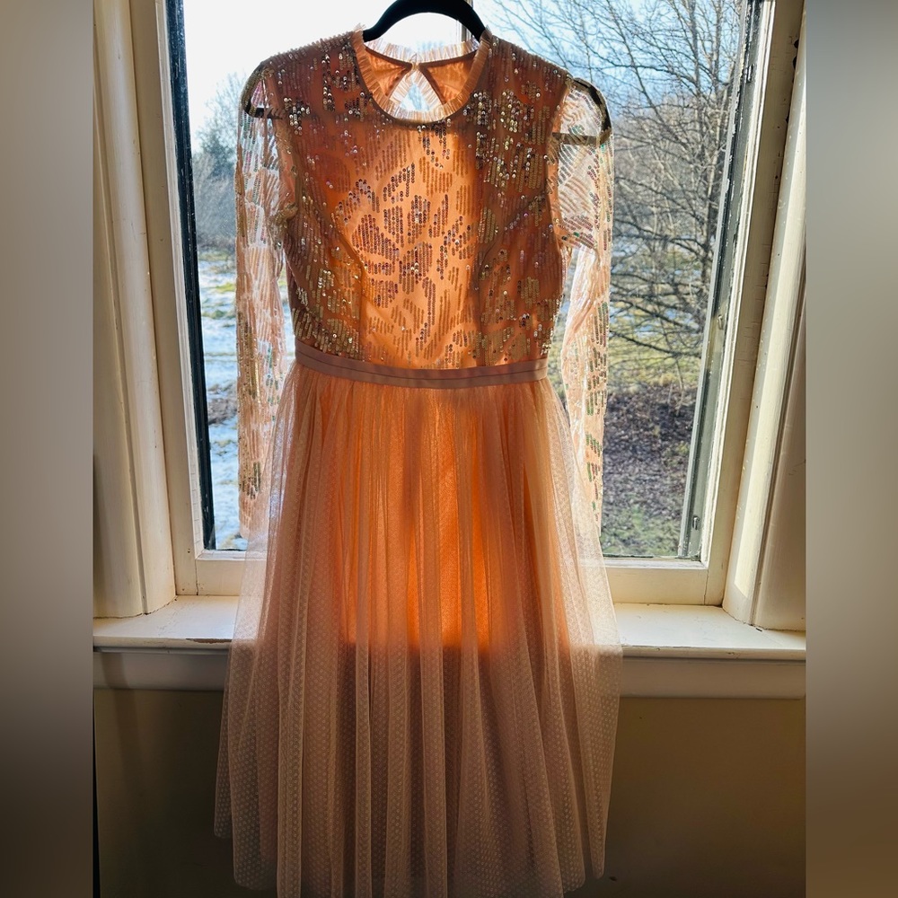 Needle & Thread rose quartz midi dress